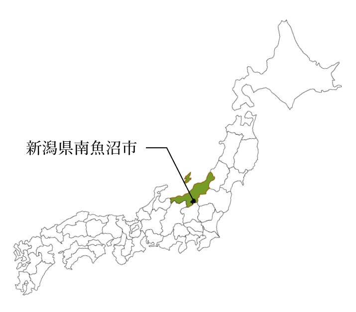 日本地図で新潟県南魚沼郡を紹介